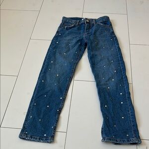 Zara Blue Embellished girls denim Jeans 11/12